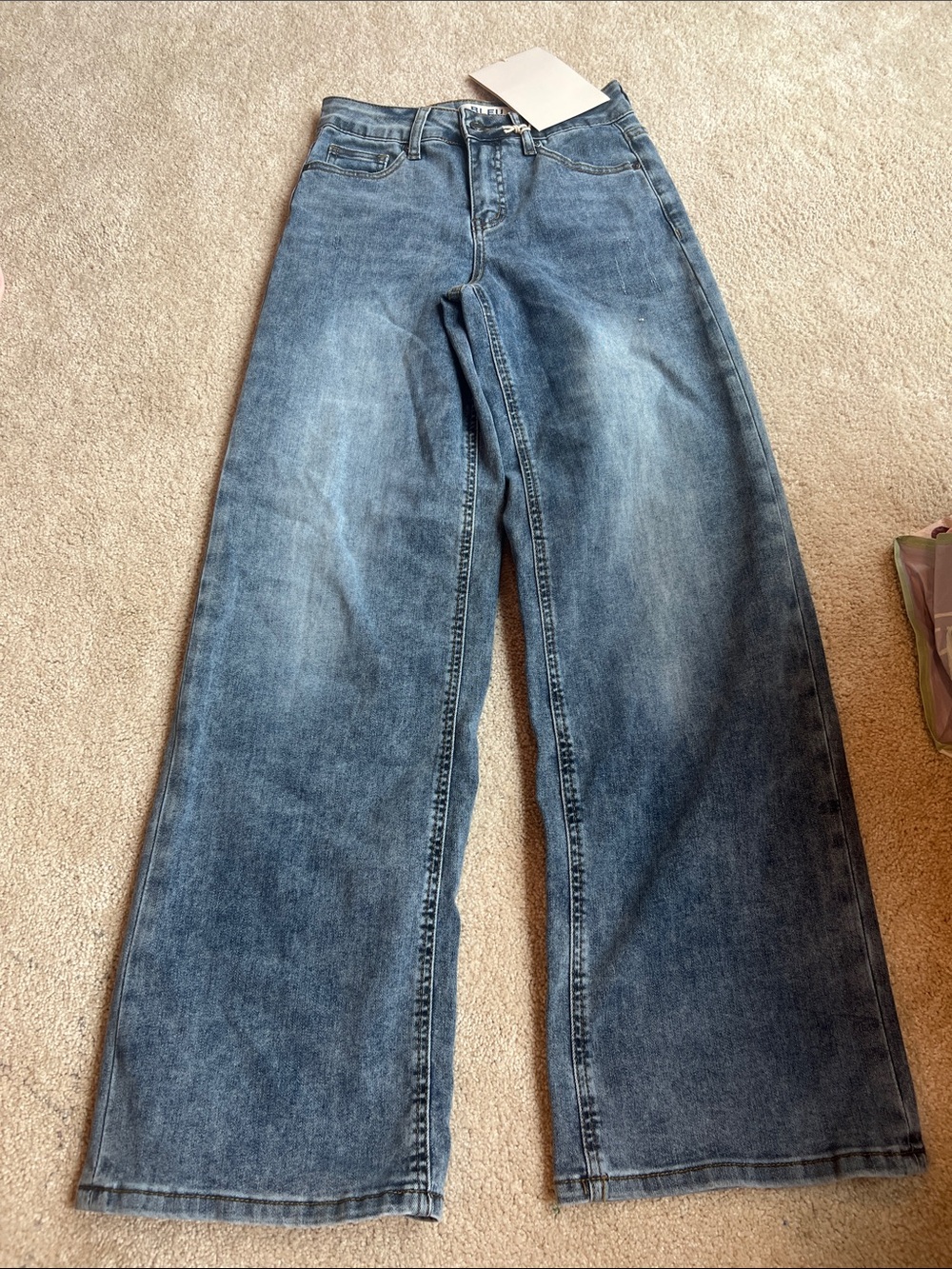 High-Rise Wide Leg Jeans in Washed Blue